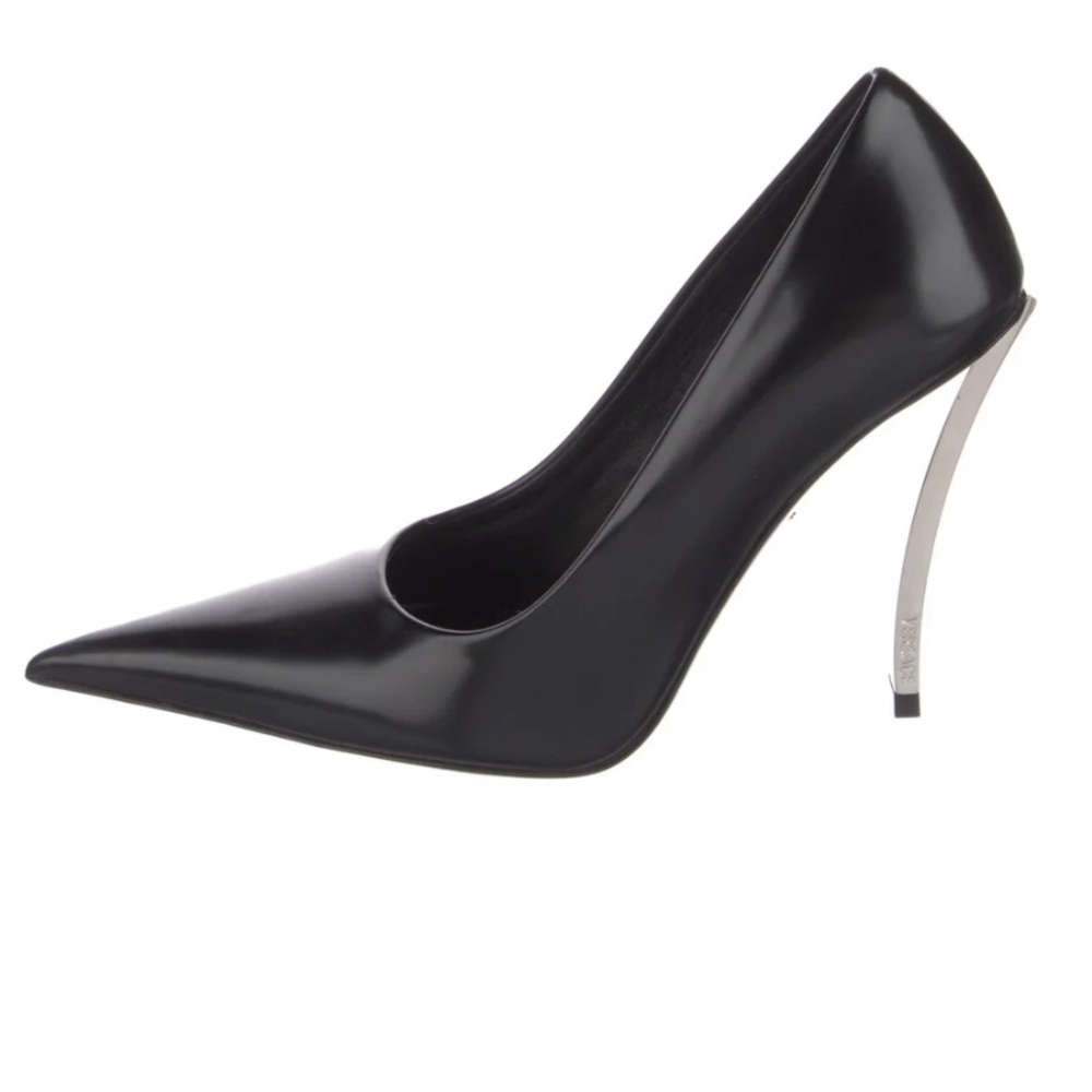 BRAND NEW Versace Medusa Insignia Leather Pumps Black size EU 41 Silver Heel